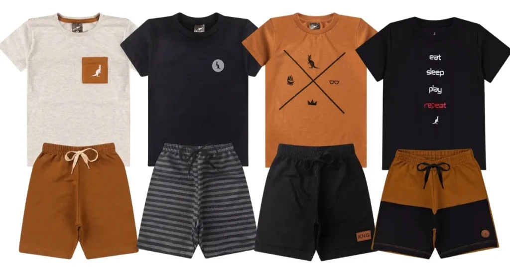 Kit 4 Peças 2 Conjuntos Roupa Infantil Menino Verão Sortido Multicolorido 6