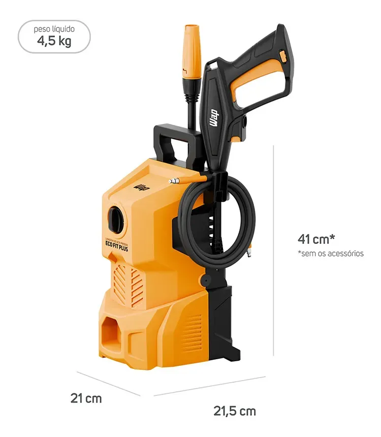 Lavadora Alta Pressão Wap Eco Fit Plus 1600w Wl 1830 Amarelo 220v 60hz